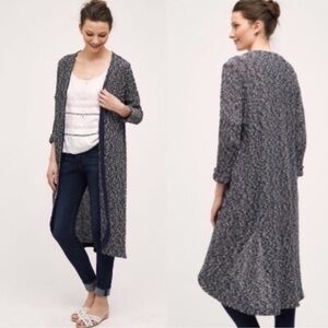 Anthropologie Dolan Longline Oak Duster Open Front Blue Cardigan